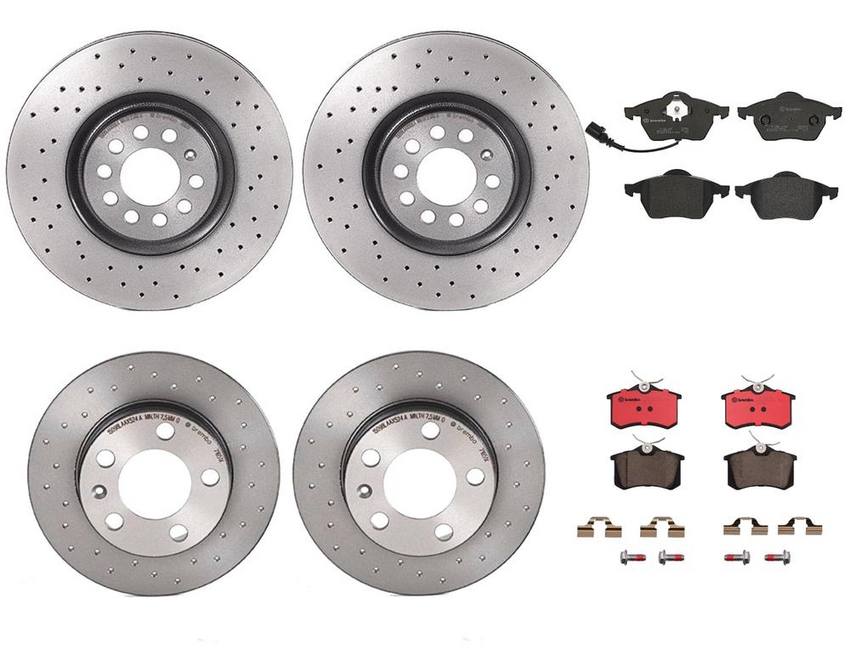 Audi VW Brakes Kit – Pads & Rotors Front and Rear (312mm/232mm) (Ceramic) 8N0615301A – Brembo 4175557KIT