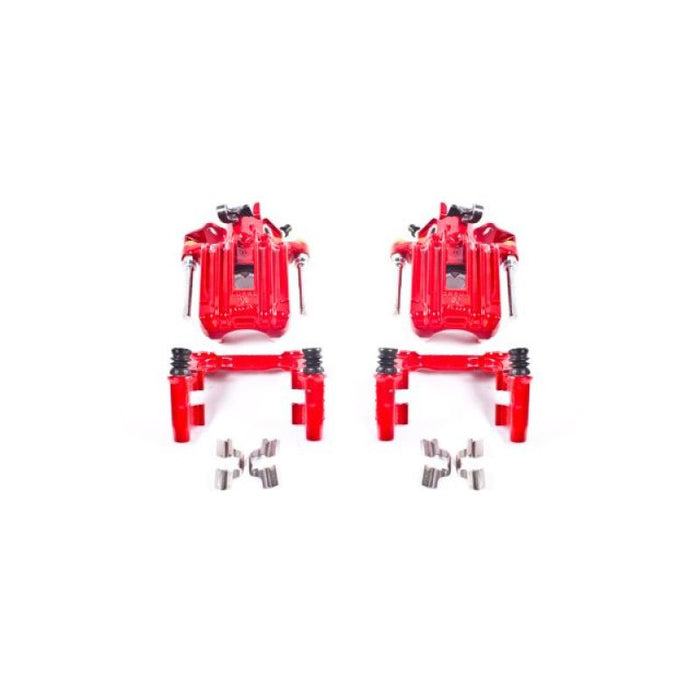 Power Stop 00-06 Audi TT Quattro (w/Non Vented Rotors Only) Rear Red Calipers w/Brackets - Pair
