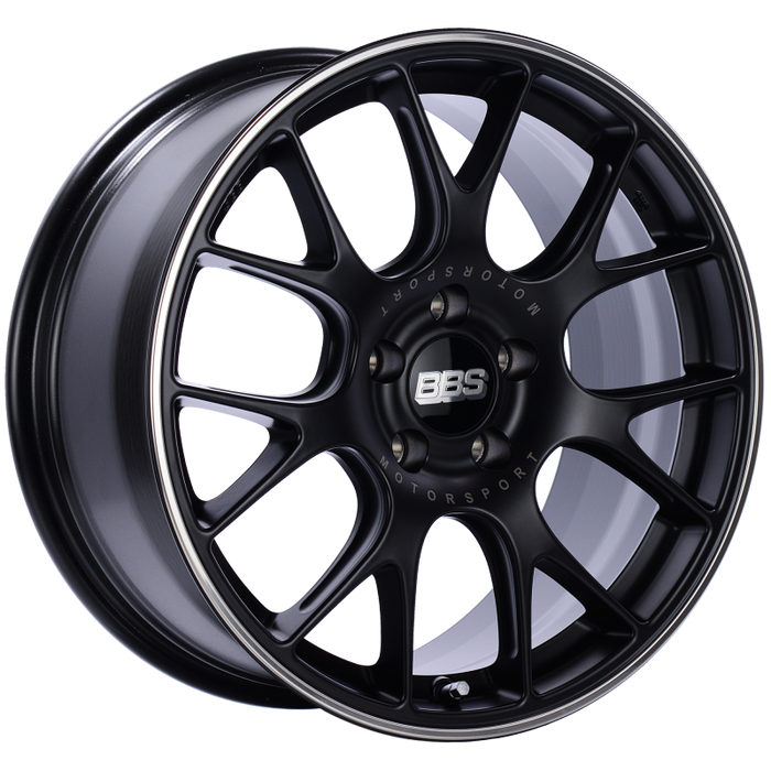 BBS CH-R 18x8.5 5x112 ET38 Satin Black Polished Rim Protector Wheel -82mm PFS/Clip Required