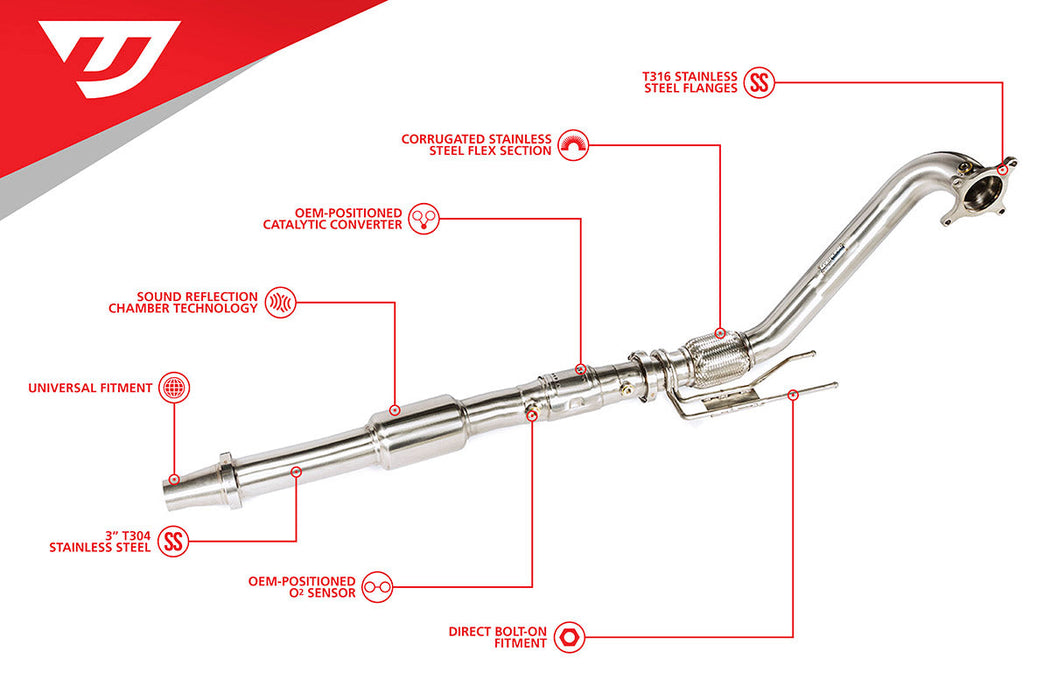 UNITRONIC DOWNPIPE FOR 2.0 TFSI /TSI AWD - VW Mk6 Golf R, Audi 8P A3