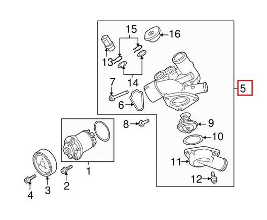 Audi Thermostat Housing (w/ Gasket) 022121111H