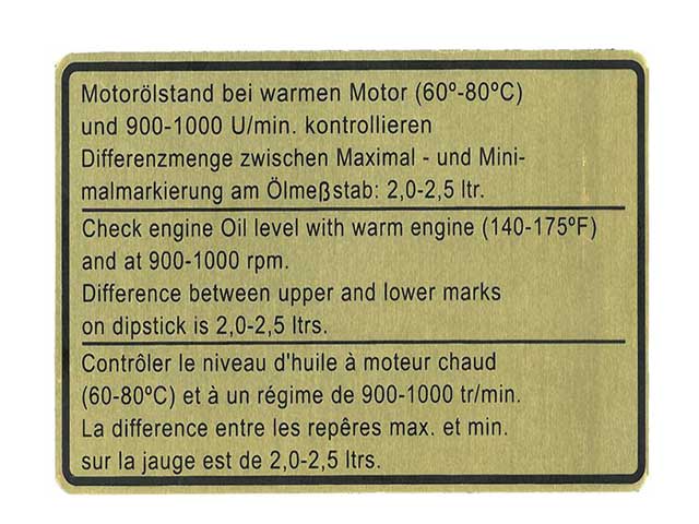 Engine Oil Level Decal