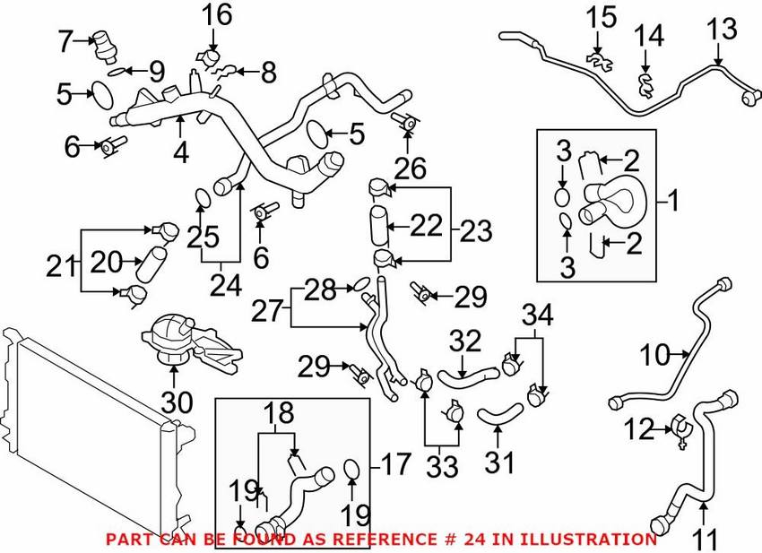 Audi Engine Coolant Pipe 06E121065N