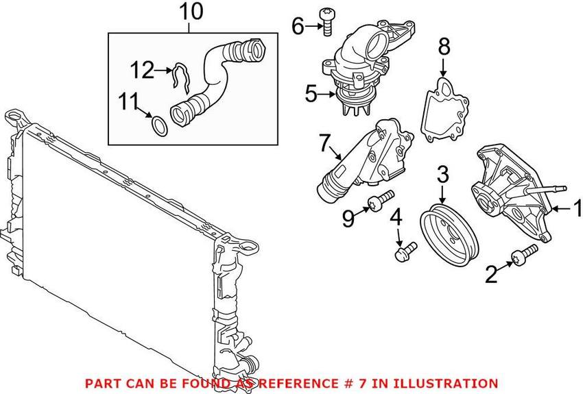 Audi VW Engine Coolant Outlet Flange 06E121161BB