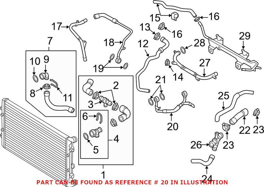 Audi Water Hose 06F121497G