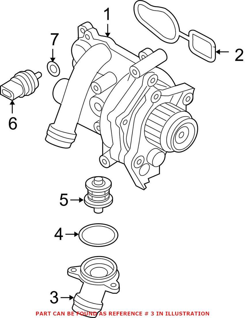 VW Engine Coolant Thermostat Housing 06J121121