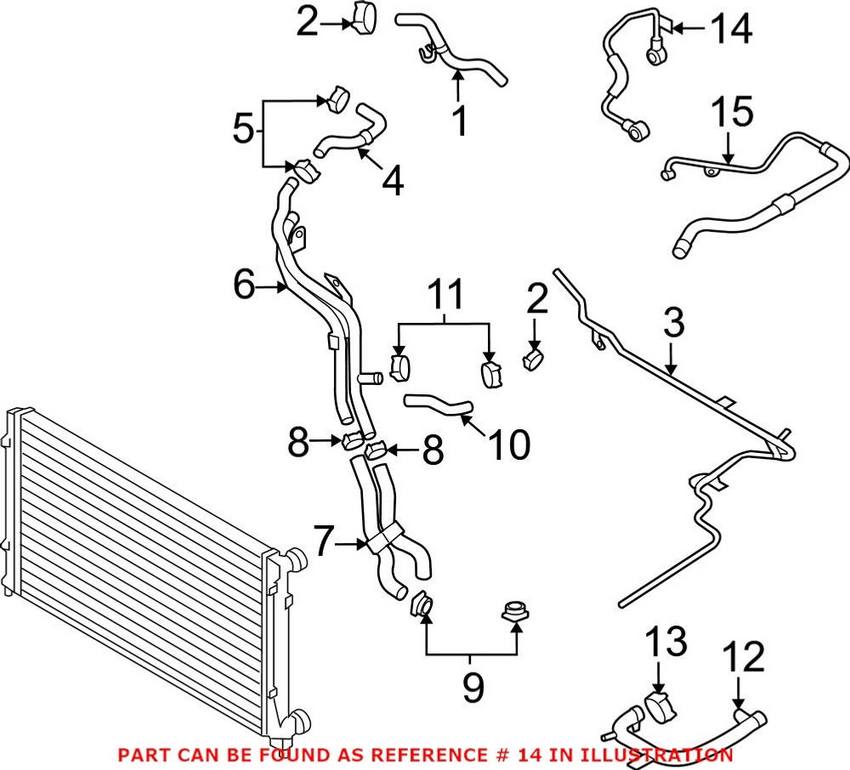 VW Engine Coolant Hose 06J121497H