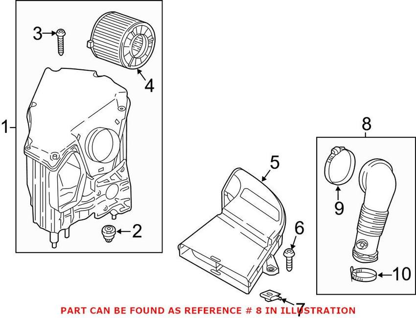 Audi Engine Air Intake Hose 06L129629B – Genuine VW/Audi