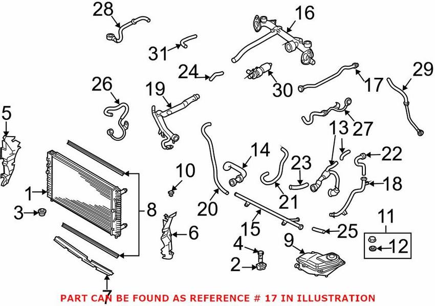 Audi Engine Coolant Pipe 078121075AC – Genuine VW/Audi