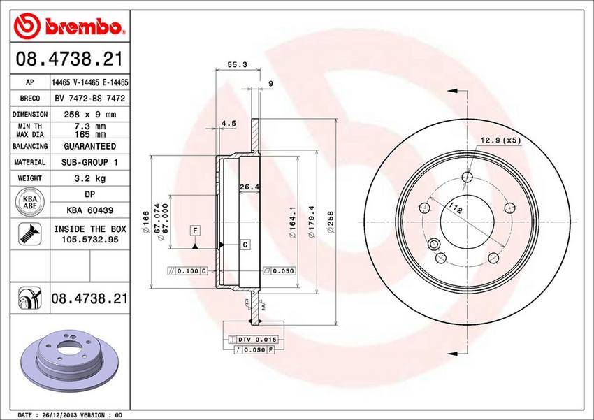 Mercedes Brembo Disc Brake Rotor – Rear (258mm) 202423001264