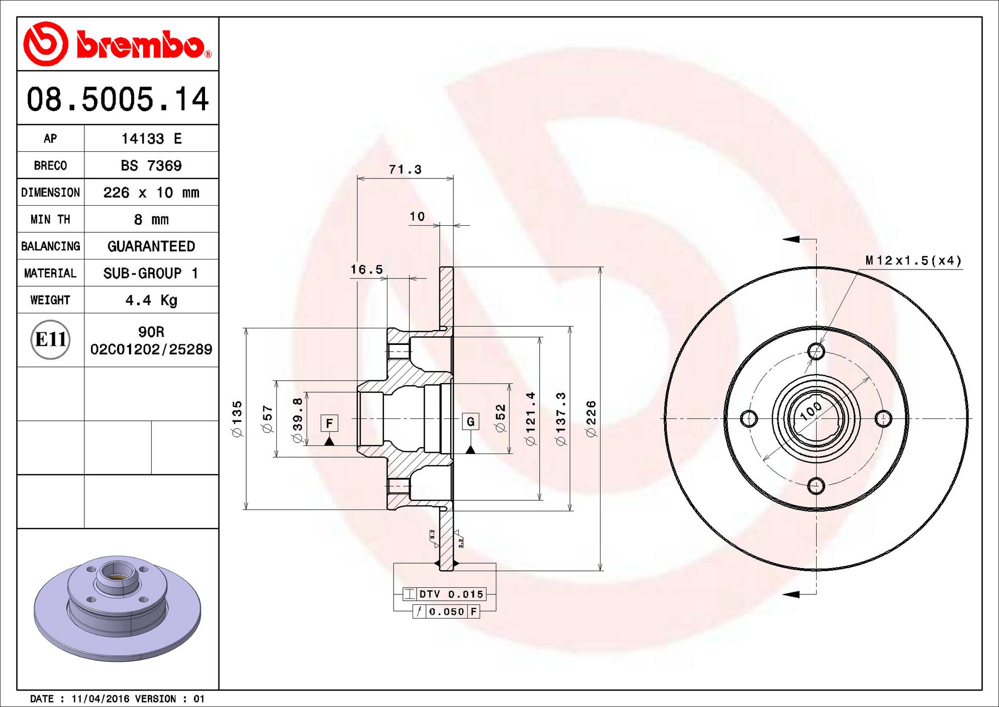 Volkswagen Disc Brake Pad and Rotor Kit – Front and Rear (256mm/226mm) (Ceramic) 6NO615301D