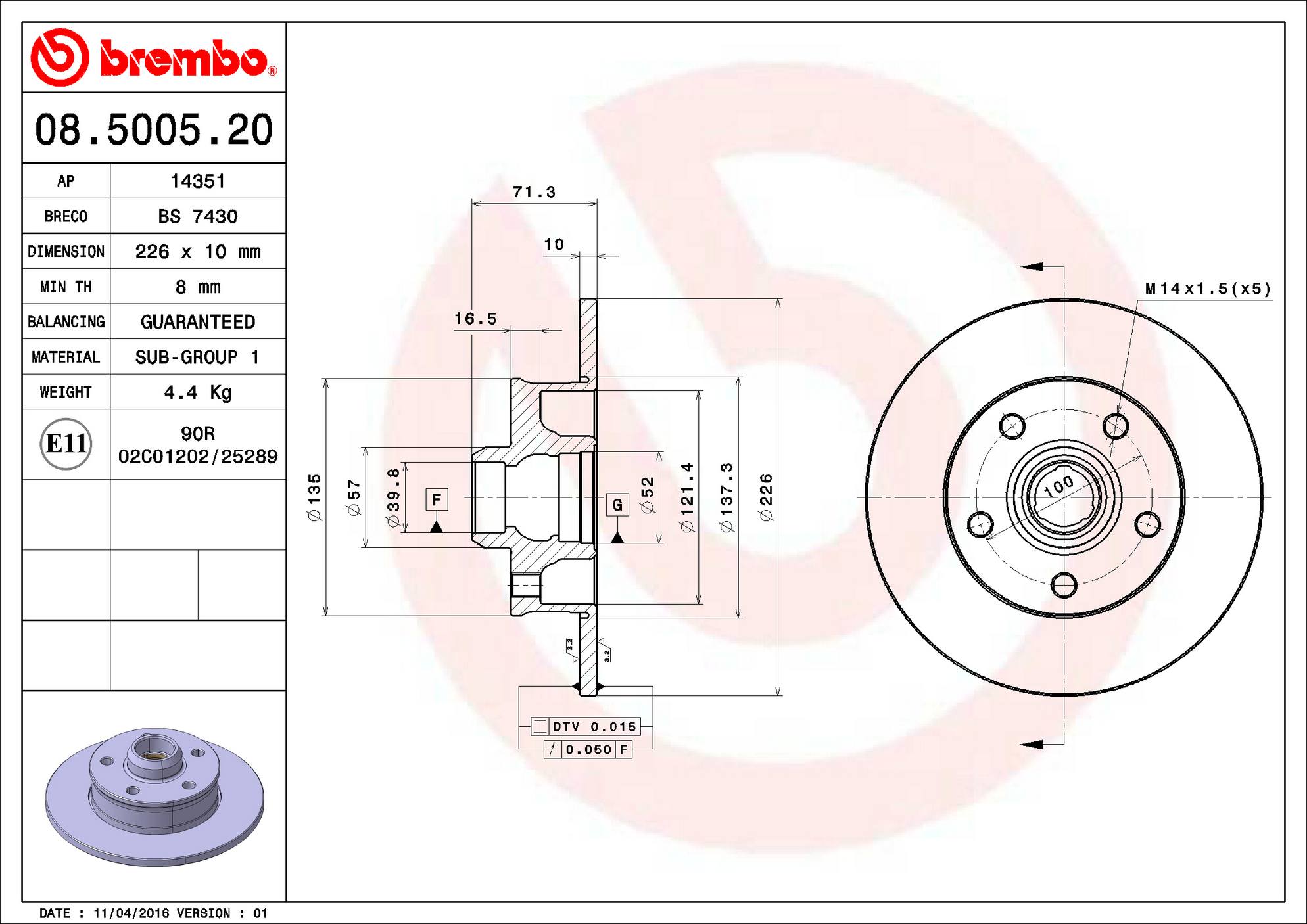 Volkswagen Disc Brake Pad and Rotor Kit – Front and Rear (288mm/226mm) (Low-Met) 3A0615301A