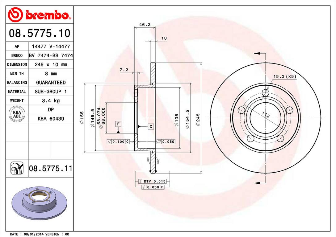 Audi Disc Brake Pad and Rotor Kit – Front and Rear (312mm/245mm) (Ceramic) 8E0615301R