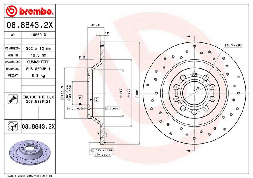 Brembo Disc Brake Rotor – Rear (302mm)