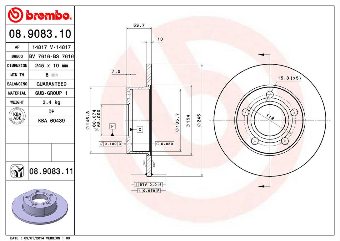 Audi Disc Brake Pad and Rotor Kit – Front and Rear (321mm/245mm) (Ceramic) 4B3615301