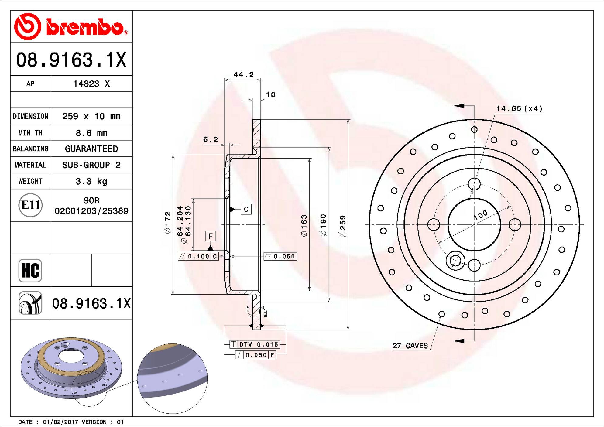 Mini Disc Brake Pad and Rotor Kit – Front and Rear (276mm/259mm) (Xtra) (Low-Met) 34111502891