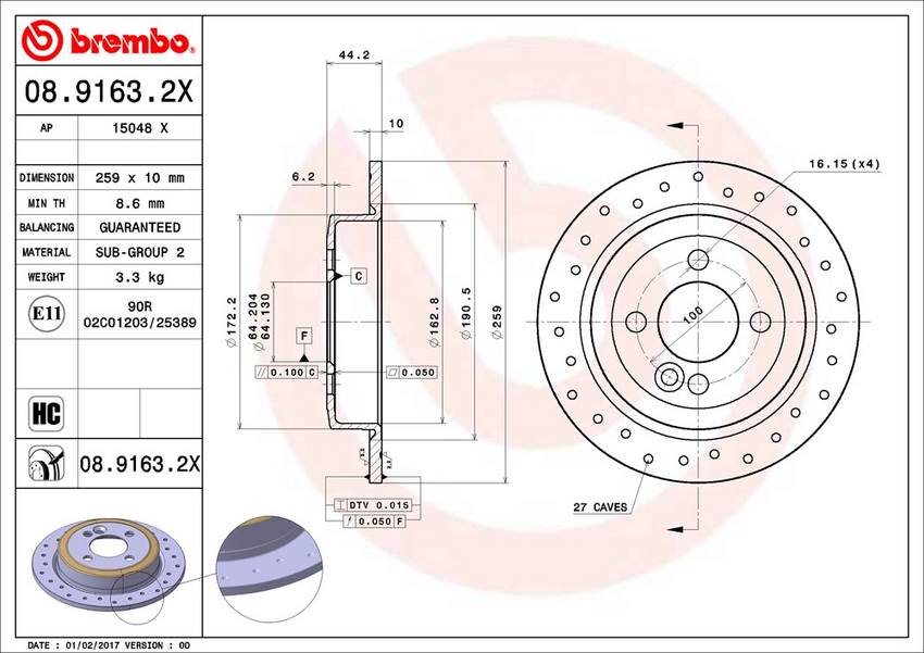 Brembo Disc Brake Rotor – Rear (259mm)