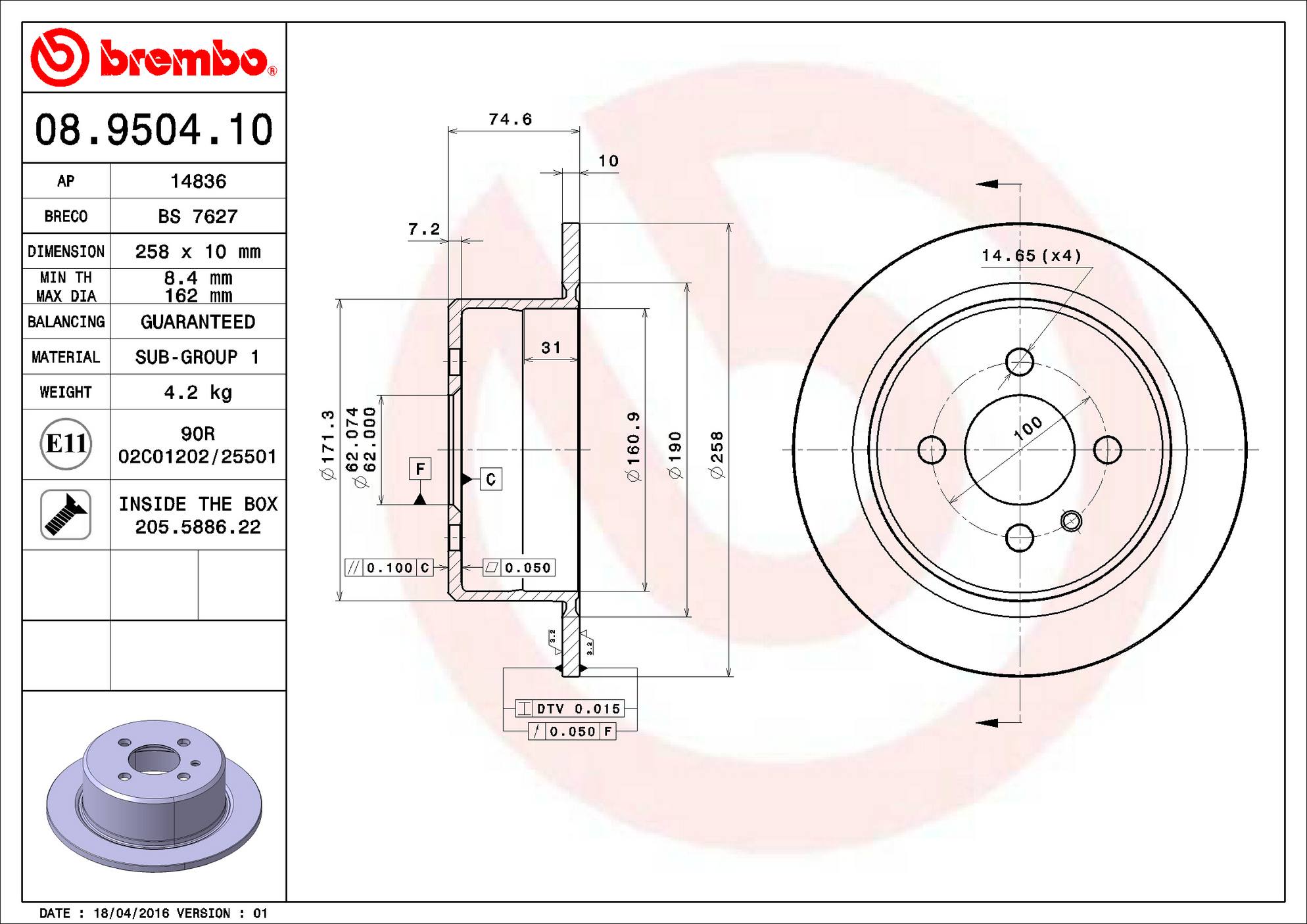 BMW Disc Brake Pad and Rotor Kit – Rear (258mm) (Ceramic) 34211163146