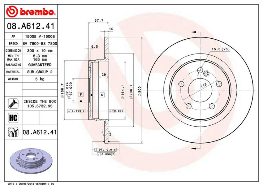 Mercedes Brembo Disc Brake Rotor – Rear (300mm) 2044231512