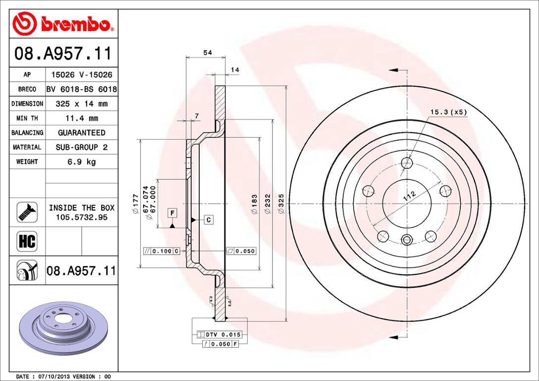 Mercedes Brembo Disc Brake Rotor – Rear (325mm) 1664230500