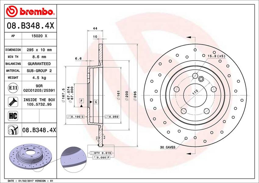 Mercedes Brembo Disc Brake Rotor – Rear (295mm) 2464230112