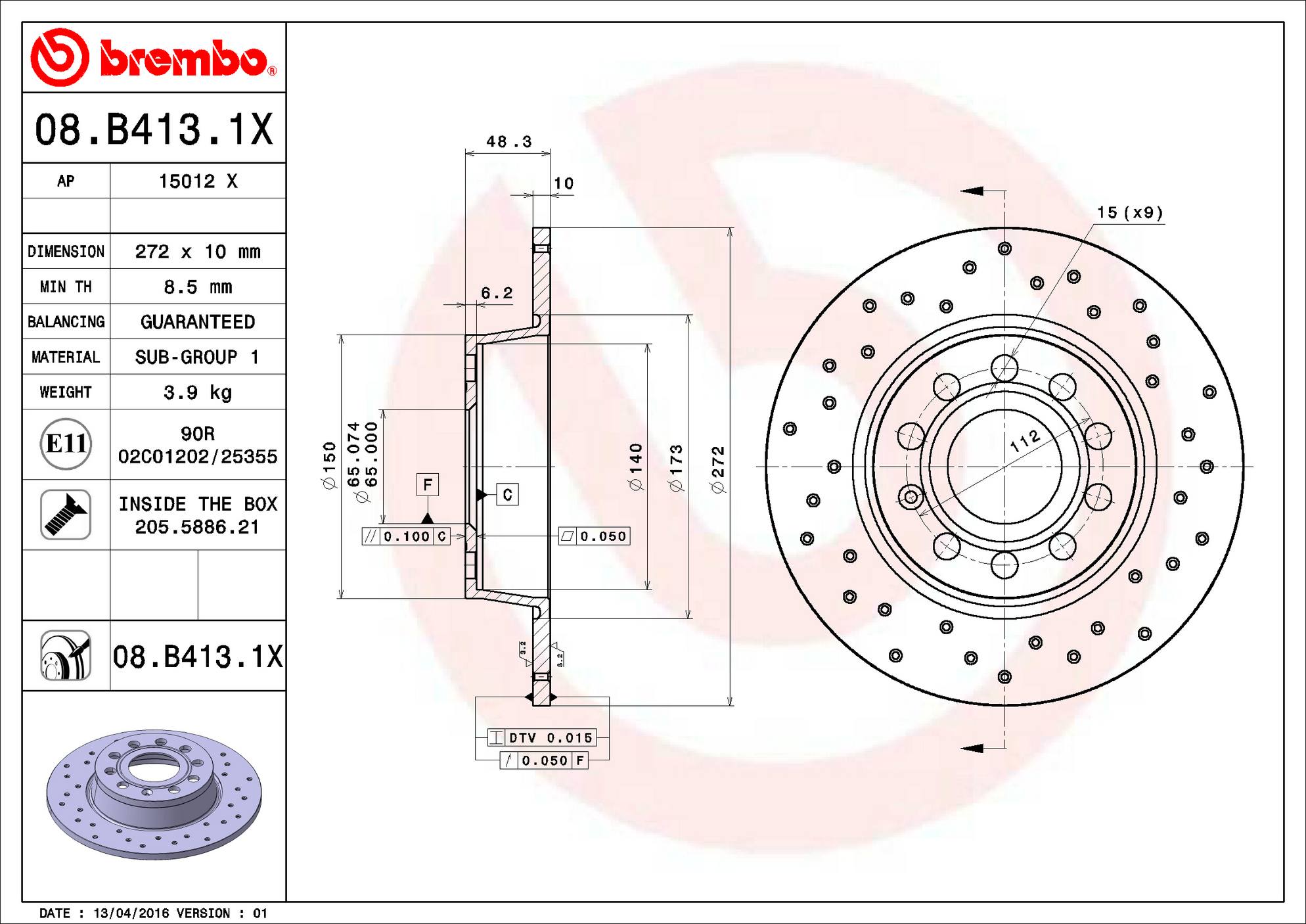 Volkswagen Disc Brake Pad and Rotor Kit – Front and Rear (312mm/272mm) (Xtra) (Ceramic) 5Q0615301F