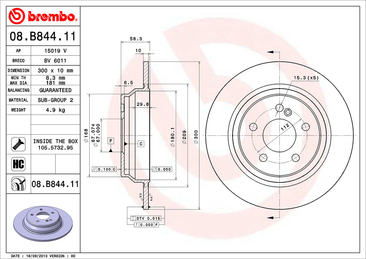 Mercedes Brembo Disc Brake Rotor – Rear (300mm) 2304230712