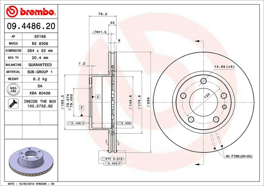 BMW Brembo Disc Brake Rotor – Front (284mm) 34111163135