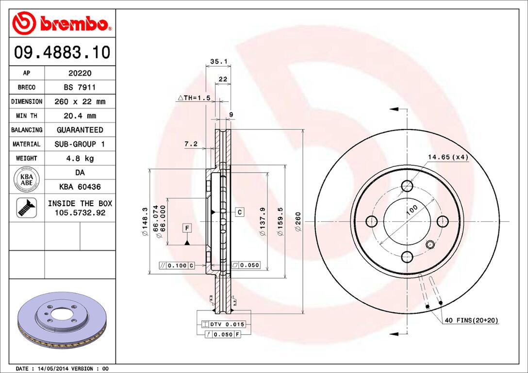 BMW Brembo Disc Brake Rotor – Front (260mm) 34111160915