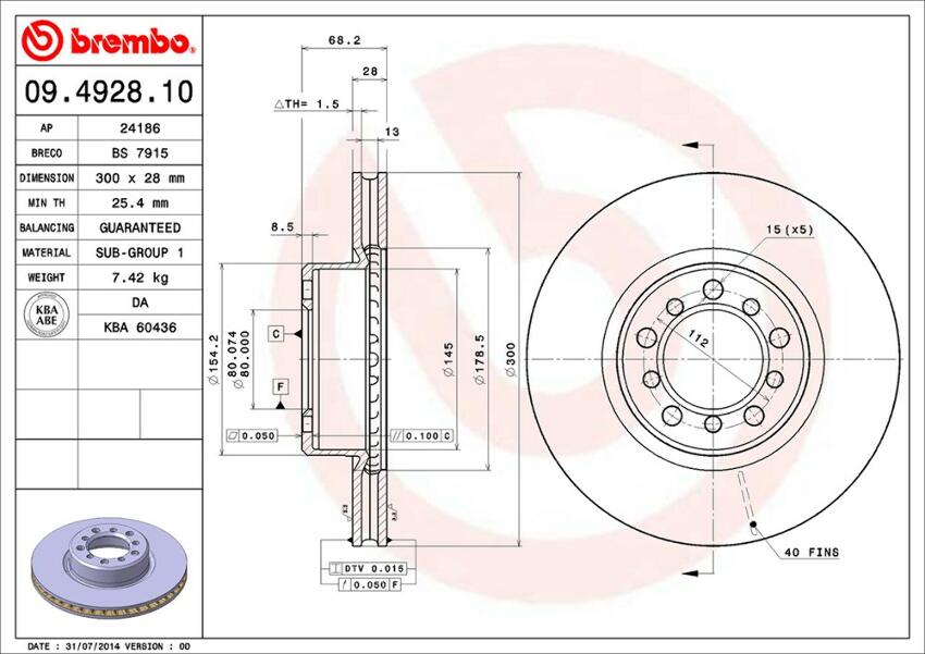 Mercedes Brembo Disc Brake Rotor – Front (300mm) 126421051264