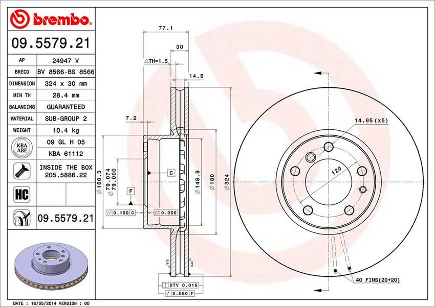 BMW Brembo Disc Brake Rotor – Front (324mm) 34116757747