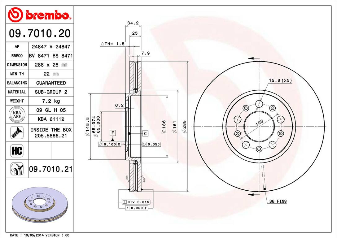 Volkswagen Disc Brake Pad and Rotor Kit – Front and Rear (288mm/232mm) (Low-Met) 6R0615301D