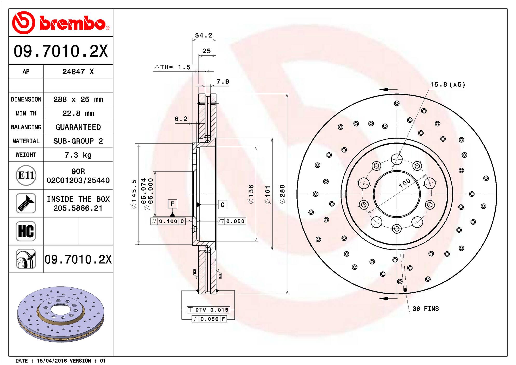 Volkswagen Disc Brake Pad and Rotor Kit – Front and Rear (288mm/232mm) (Xtra) (Ceramic) 6R0615301A