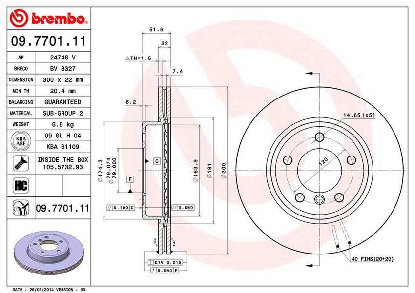 BMW Brembo Disc Brake Rotor – Front (300mm) 34116864058