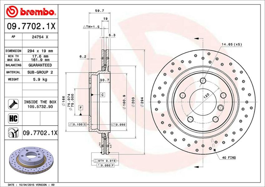 BMW Brembo Disc Brake Rotor – Rear (294mm) 34216864056