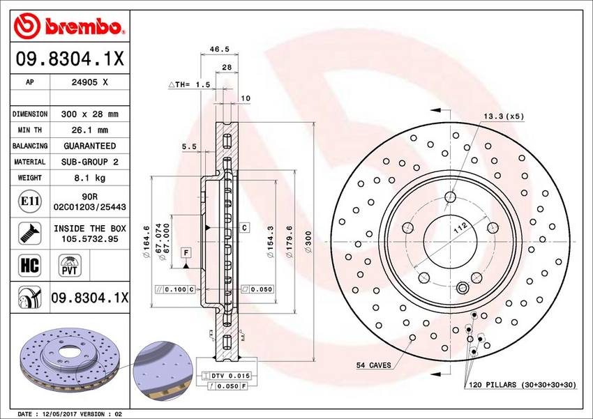 Mercedes Brembo Disc Brake Rotor – Front (300mm) 210421251264