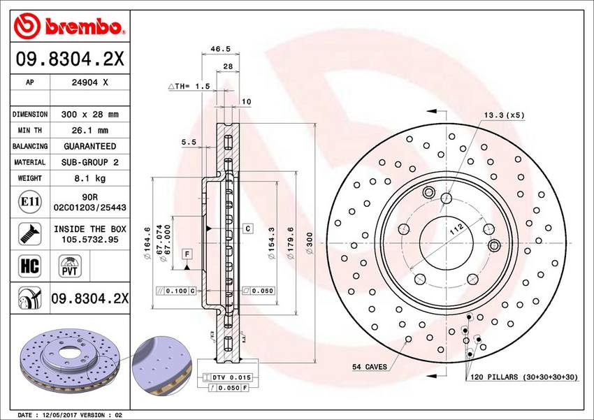 Mercedes Brembo Disc Brake Rotor – Front (300mm) 2034210512