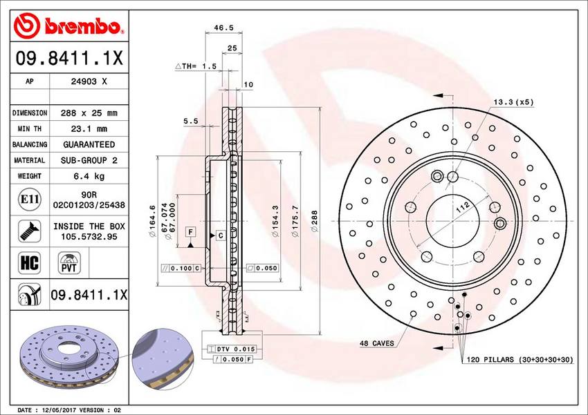 Brembo Disc Brake Rotor – Front (288mm)