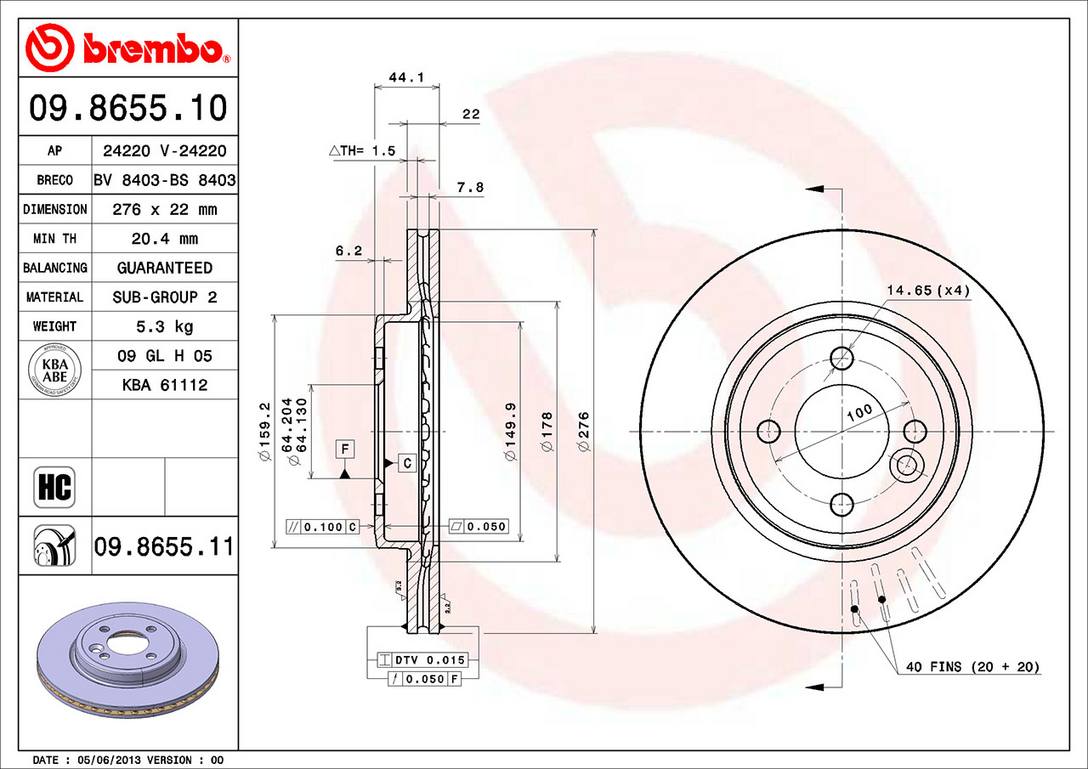 Mini Disc Brake Pad and Rotor Kit – Front and Rear (276mm/259mm) (Low-Met) 34111502891