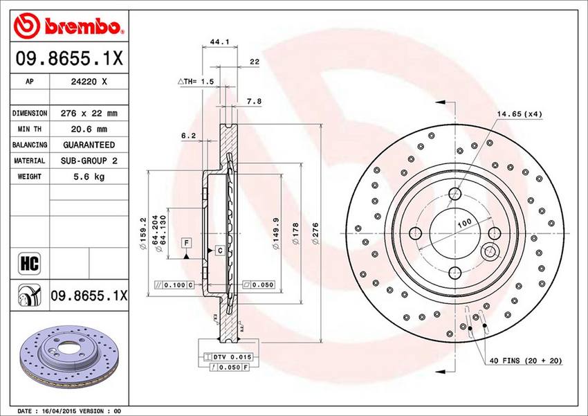 Brembo Disc Brake Rotor – Front (276mm)