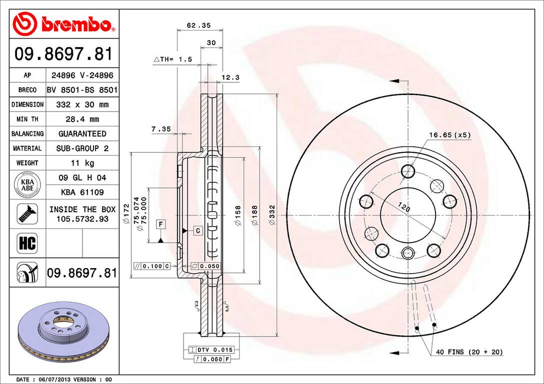 BMW Disc Brake Pad and Rotor Kit – Front (332mm) (Low-Met) 34 11 6 766 036