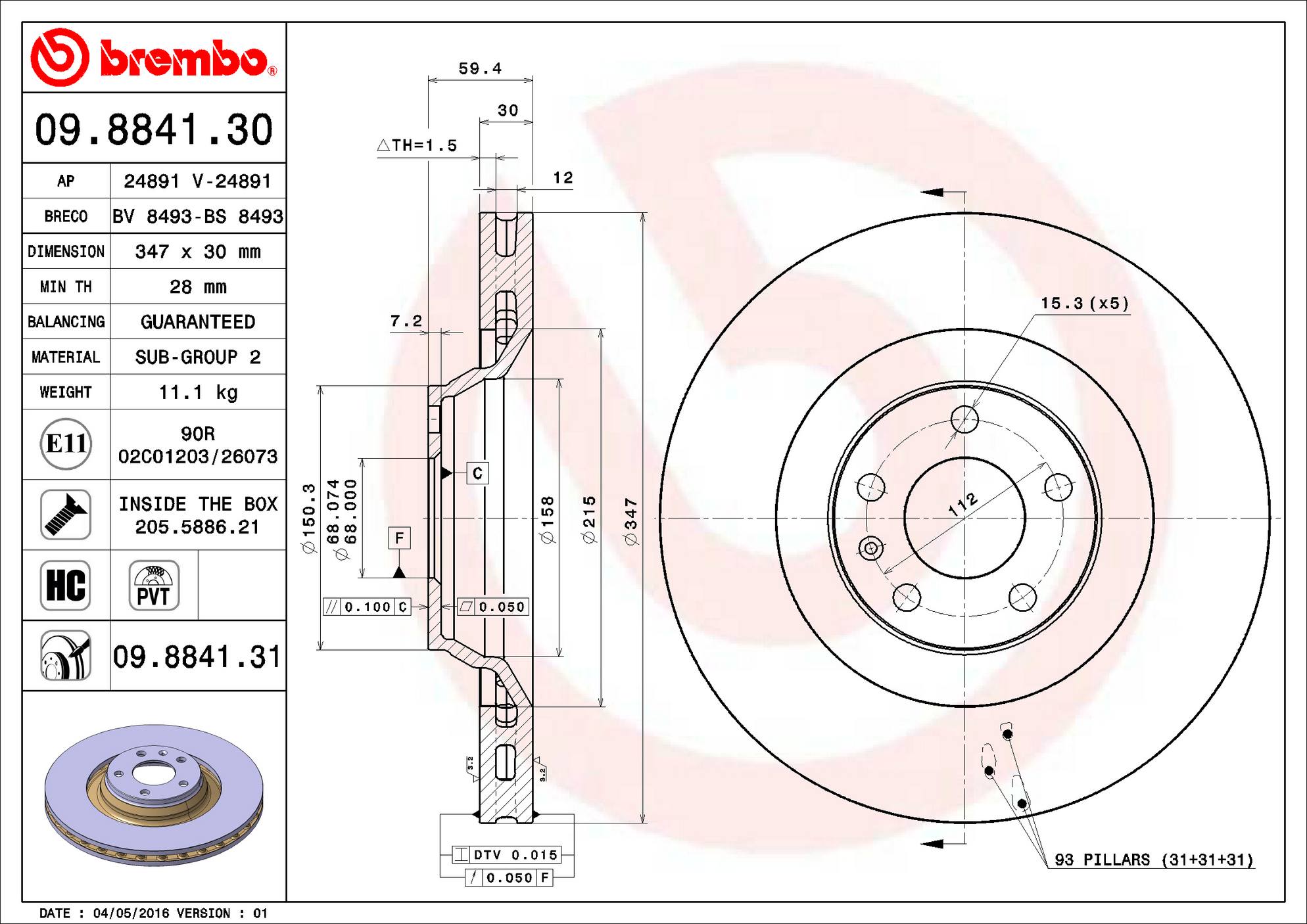 Audi Disc Brake Pad and Rotor Kit – Front and Rear (347mm/302mm) (Ceramic) 4F0615301G