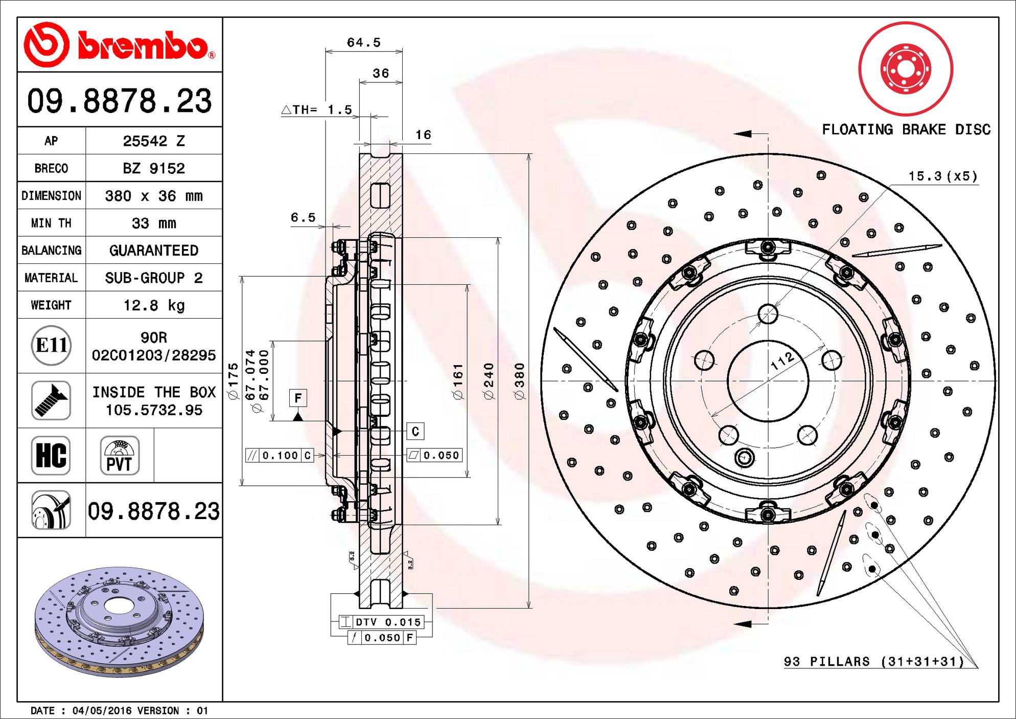 Mercedes Brembo Disc Brake Rotor – Front (380mm) 2304210912