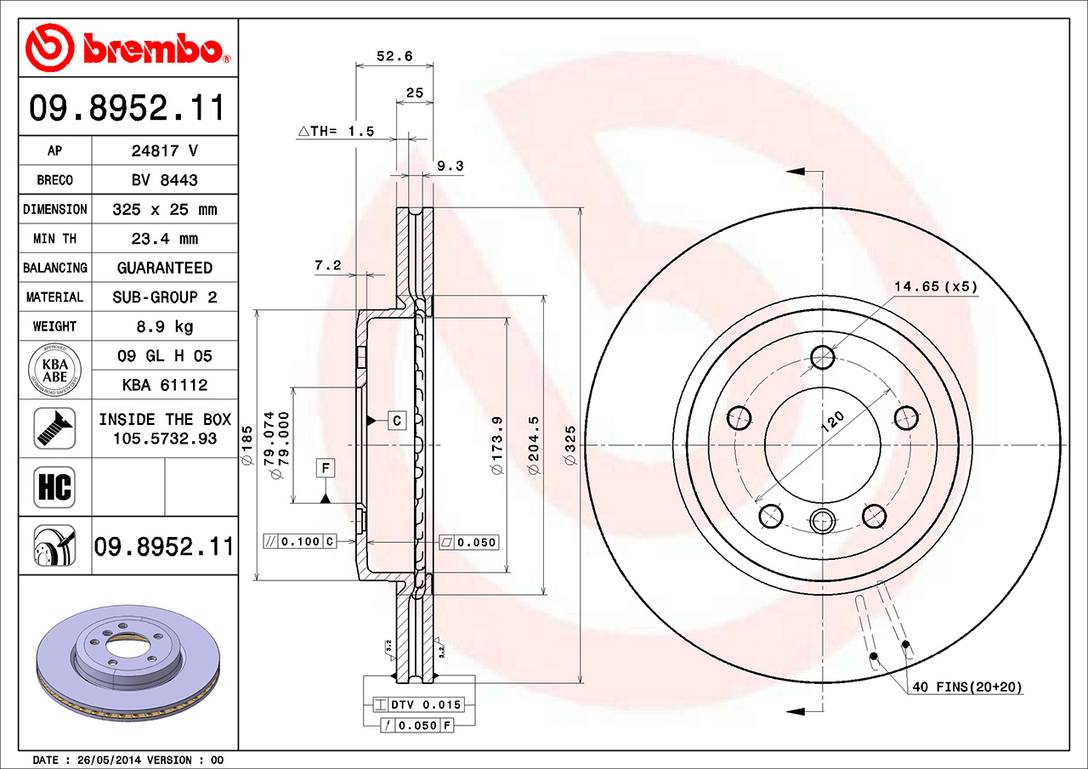 BMW Brembo Disc Brake Rotor – Front (325mm) 34116864047