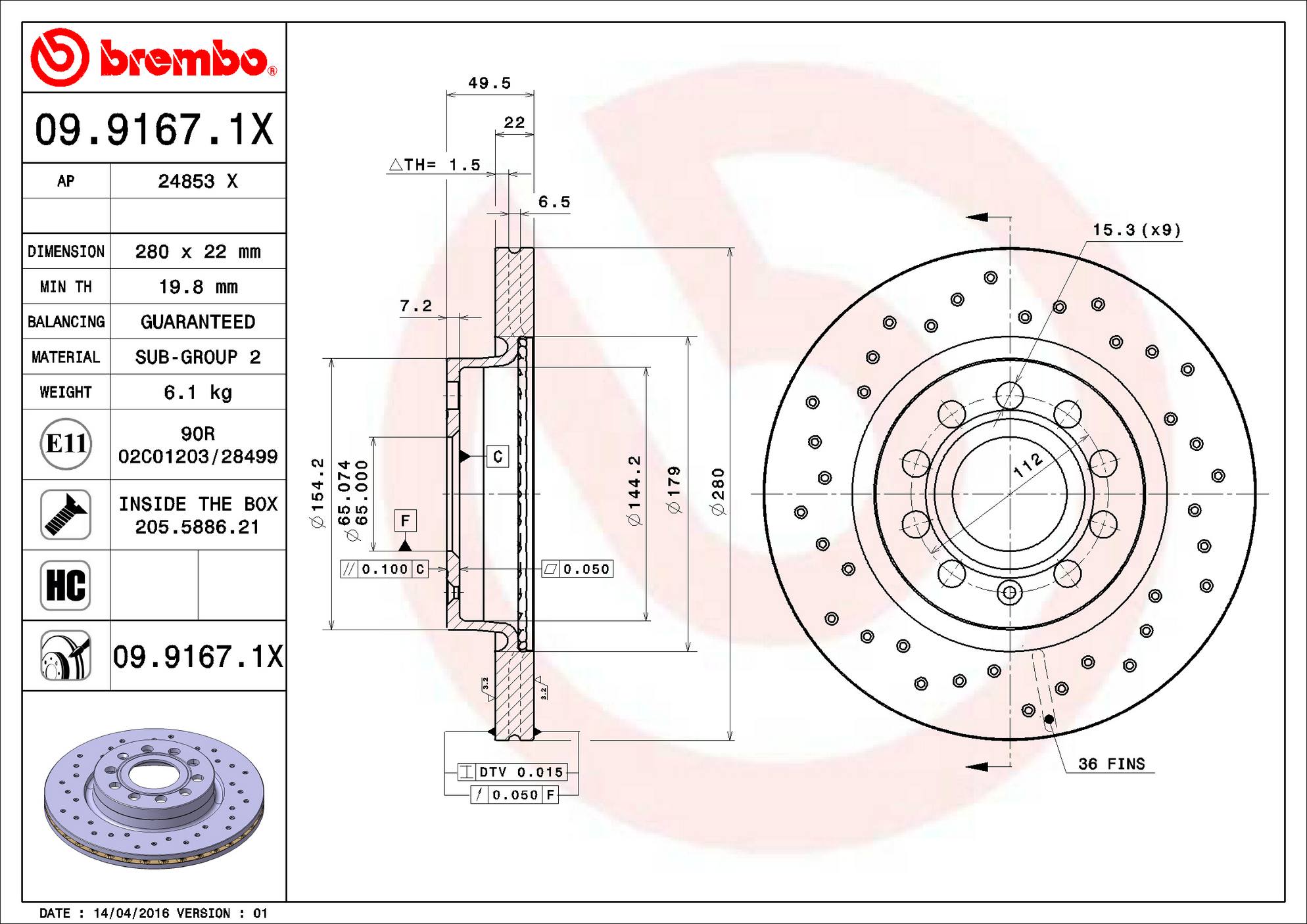 Volkswagen Disc Brake Pad and Rotor Kit – Front and Rear (280mm/255mm) (Xtra) (Ceramic) 5C0615301