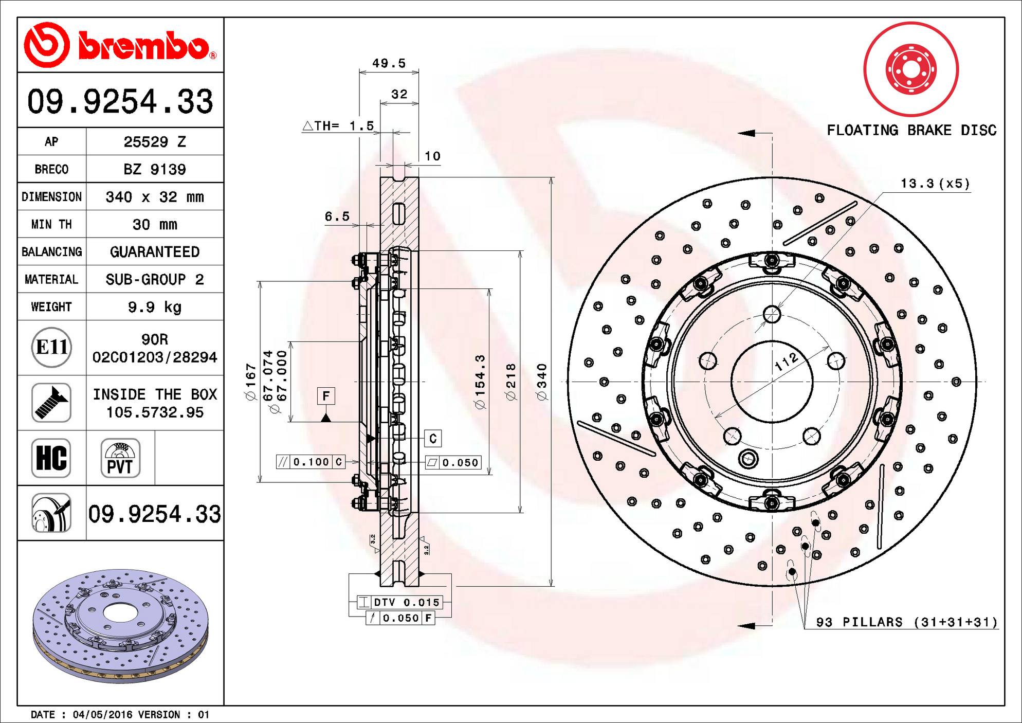 Mercedes Brembo Disc Brake Rotor – Front (340mm) 1714210112