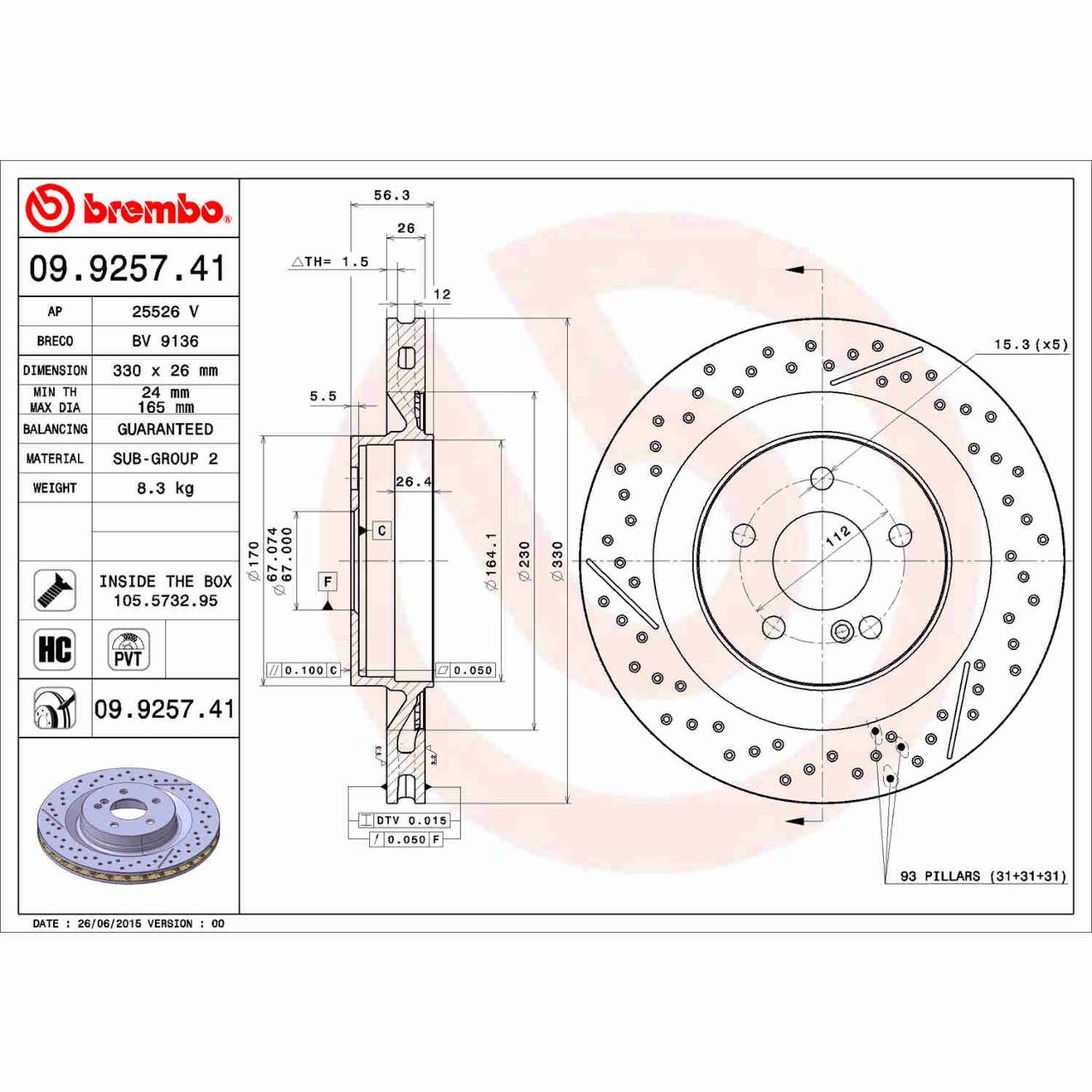 Mercedes Brembo Disc Brake Rotor – Rear (330mm) 1714230212