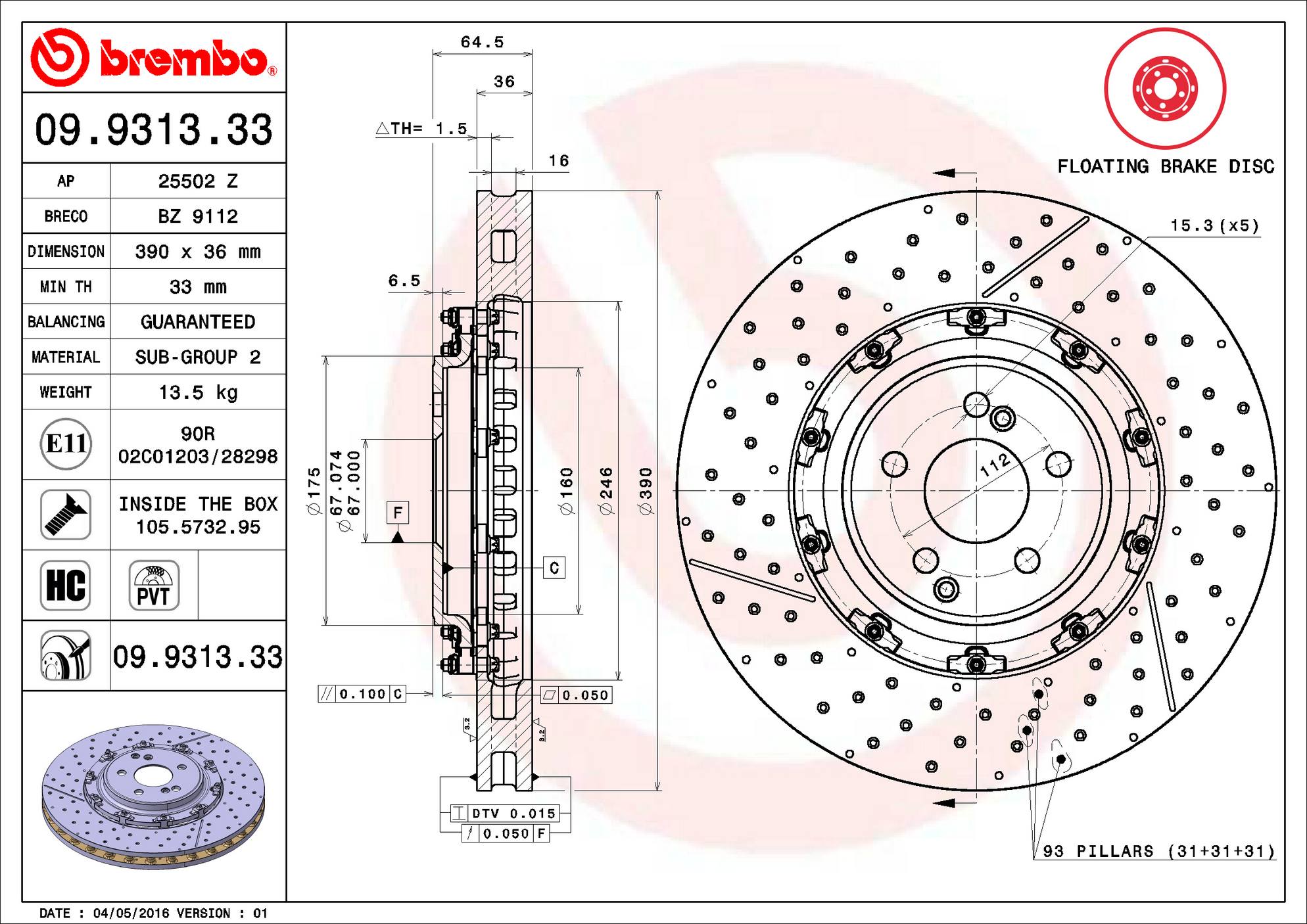 Mercedes-Benz Disc Brake Pad and Rotor Kit – Front and Rear (390mm/360mm) (Low-Met) 2304211212