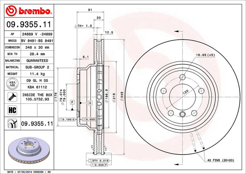 BMW Brembo Disc Brake Rotor – Front (348mm) 34116864057