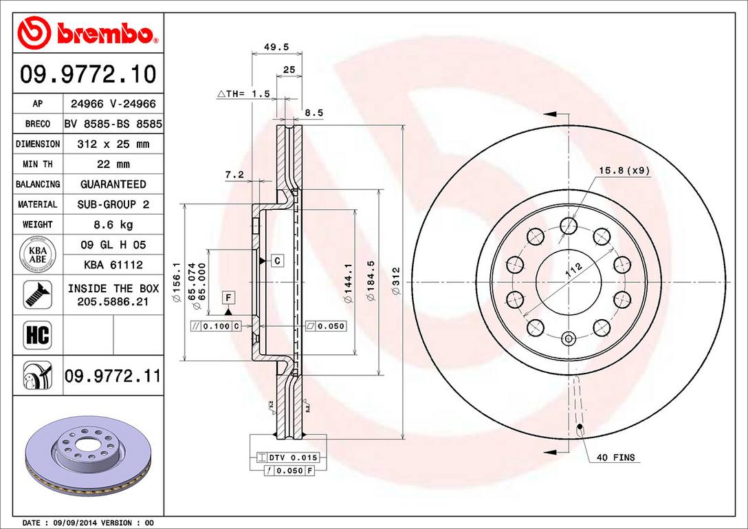 Volkswagen Disc Brake Pad and Rotor Kit – Front and Rear (312mm/282mm) (Ceramic) 5Q0615301F